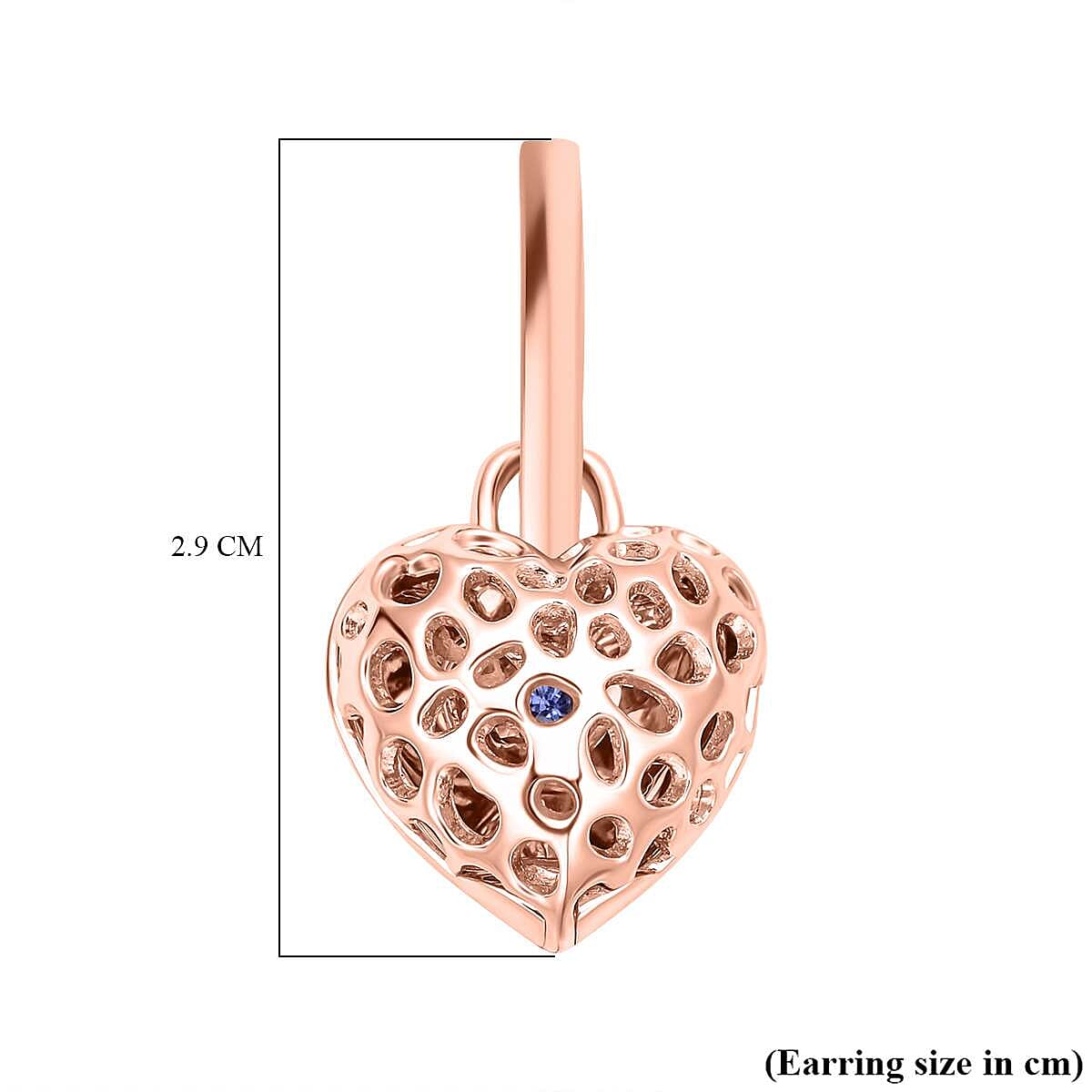 Tanzanite Heart Hoop Earrings in Vermeil Rose Gold Sterling Silver 0.37 Ct, Silver Wt. 8.1 Gms 3888879 11