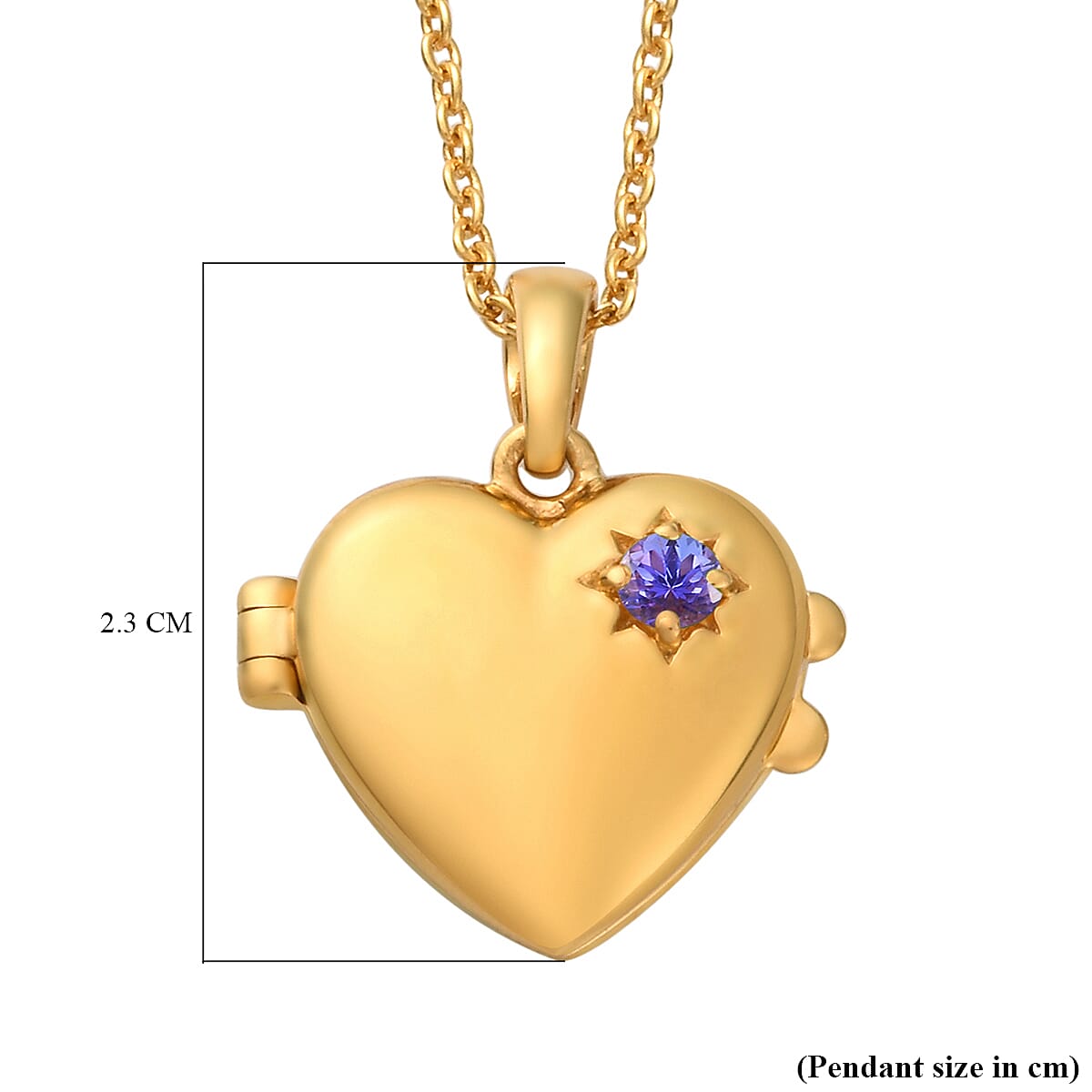 Tanzanite Heart Locket Pendant With Chain (Size 18)  in 18K yellow  Gold Vermeil Plated  Sterling Silver, Silver Wt 5.86 Gms 3630816 4