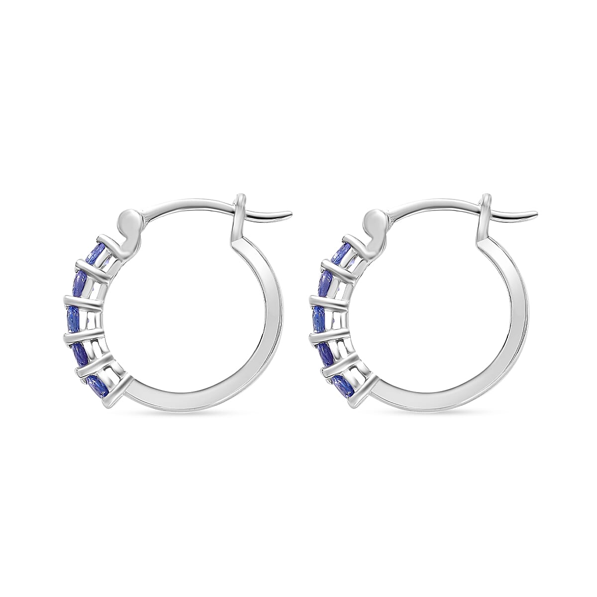 Tanzanite Hoop Earrings in Rhodium Overlay Sterling Silver 1.20 ct. 7928980 4