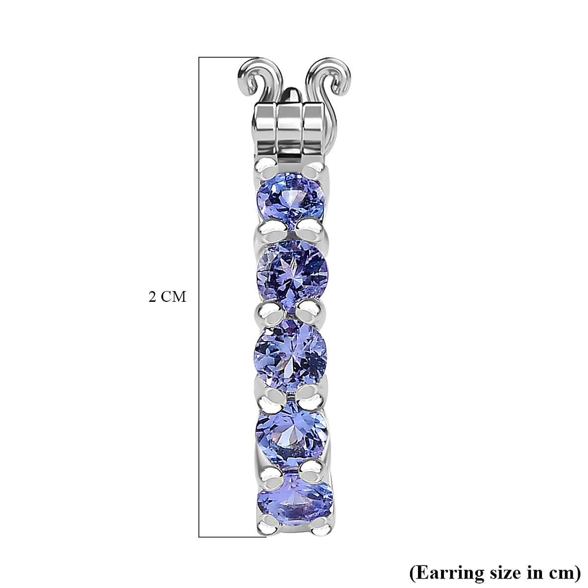 Tanzanite Hoop Earrings in Rhodium Overlay Sterling Silver 1.20 ct. 7928980 5