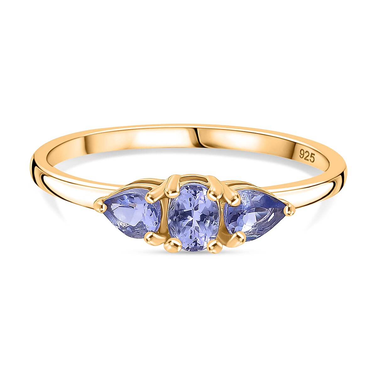 D'Joy Tanzanite Trilogy Ring in Yellow Gold Plated Sterling Silver 8275912 0