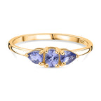 D'Joy Tanzanite Trilogy Ring in Yellow Gold Plated Sterling Silver