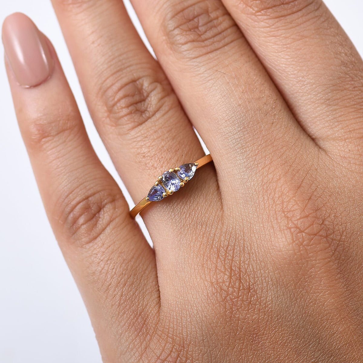 D'Joy Tanzanite Trilogy Ring in Yellow Gold Plated Sterling Silver 8275912 2