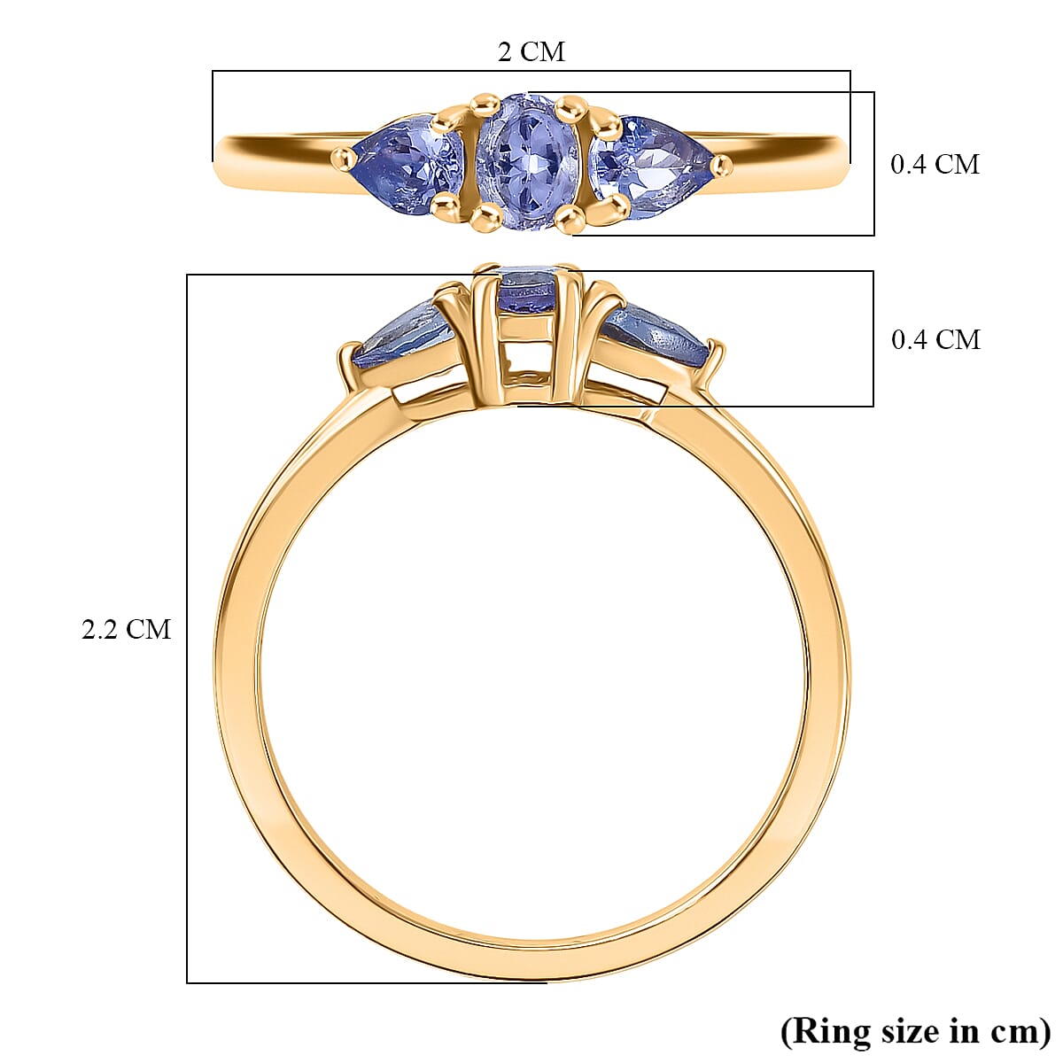 D'Joy Tanzanite Trilogy Ring in Yellow Gold Plated Sterling Silver 8275912 5