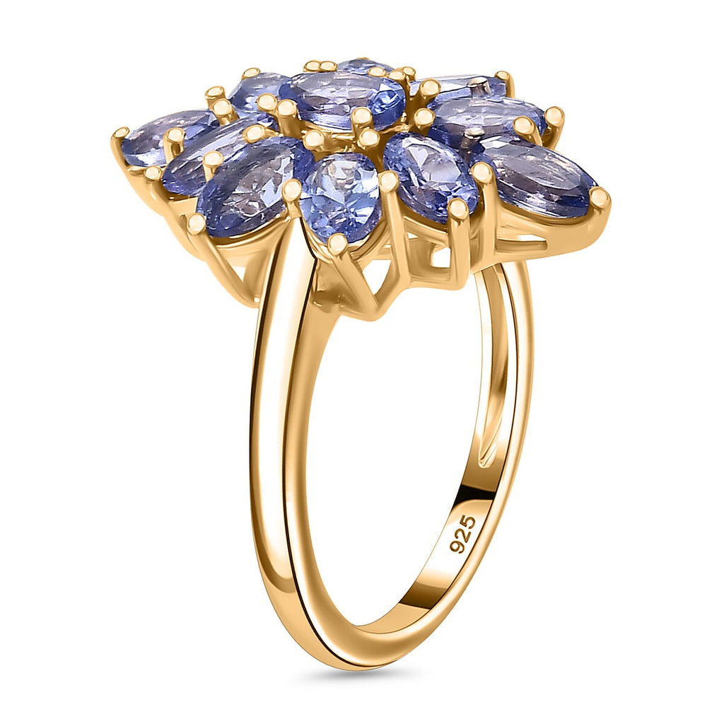 Tanzanite Ring in 18K Vermeil Yellow Gold Plated in Sterling Silver 2.60 Ct.