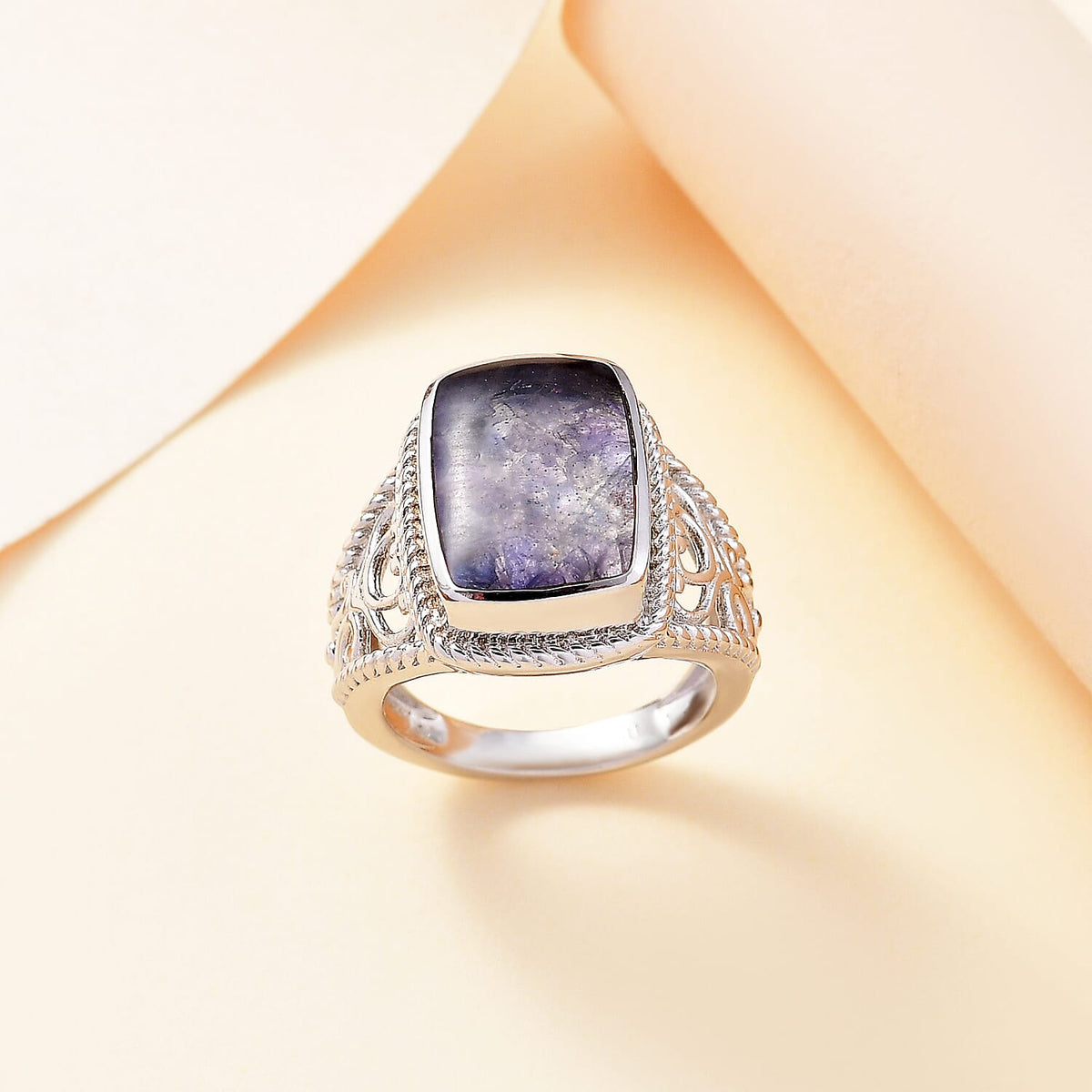 Tanzanite Matrix Solitaire Ring in White Tone 8.00 Ct. 8033052 2