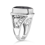 Tanzanite Matrix Solitaire Ring in White Tone 8.00 Ct.
