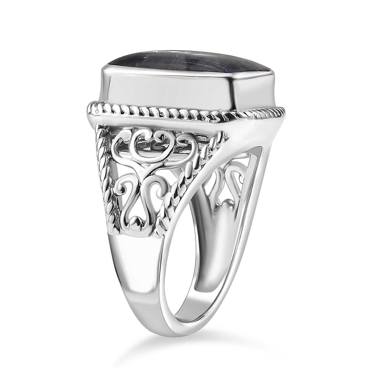 Tanzanite Matrix Solitaire Ring in White Tone 8.00 Ct. 8033052 4