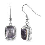 Tanzanite Matrix Solitaire Lever Back Earring with J Hook in White Tone 10.00 Ct.