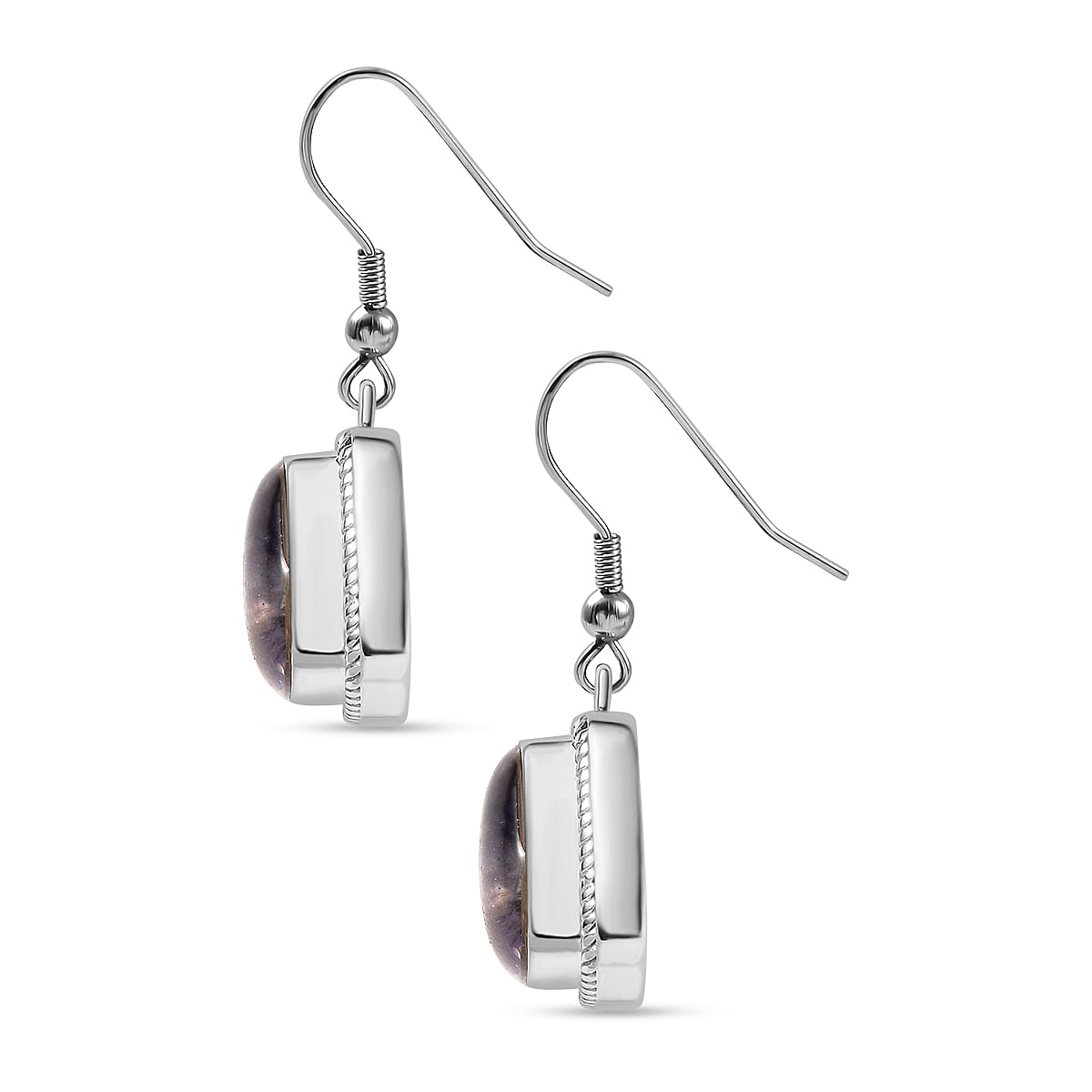 Tanzanite Matrix Solitaire Lever Back Earring with J Hook in White Tone 10.00 Ct. 8033040 4