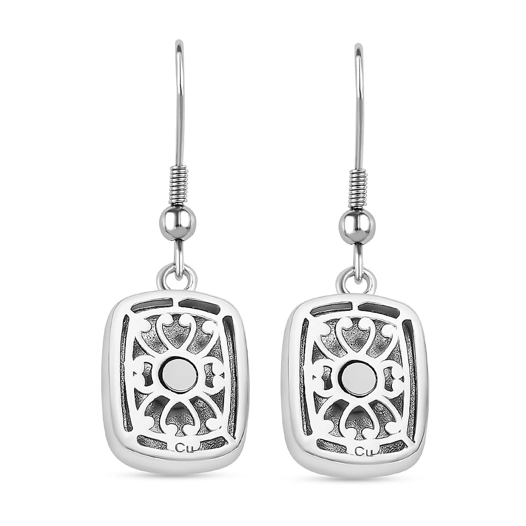 Tanzanite Matrix Solitaire Lever Back Earring with J Hook in White Tone 10.00 Ct.