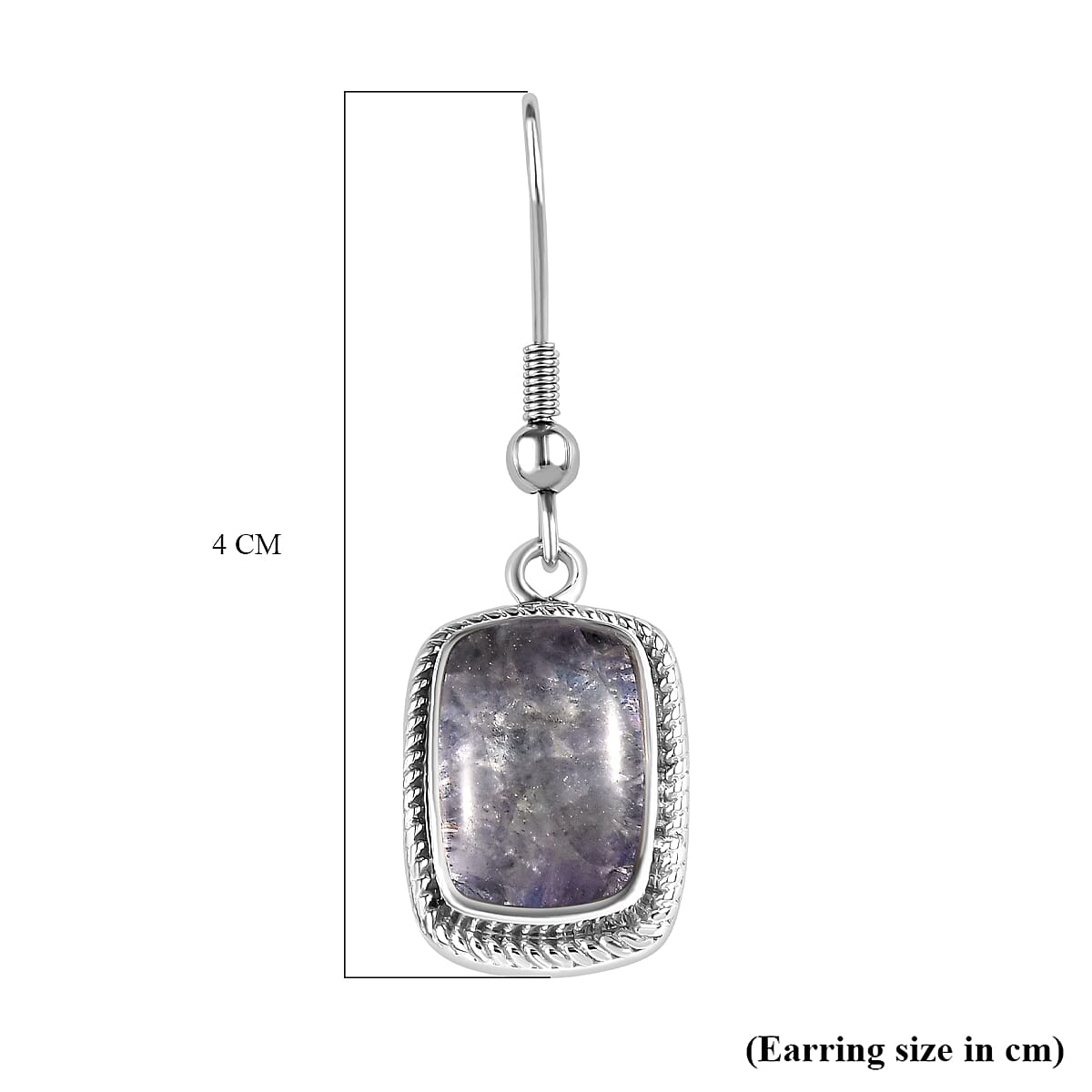 Tanzanite Matrix Solitaire Lever Back Earring with J Hook in White Tone 10.00 Ct. 8033040 6