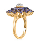Tanzanite & Moissanite Cluster Ring in 18K Vermeil Yellow Gold Plated Sterling Silver 3.12 Ct.