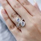 Tanzanite , Moissanite Fancy Ring in Platinum Overlay Sterling Silver 1.20 ct  0.866  Ct.