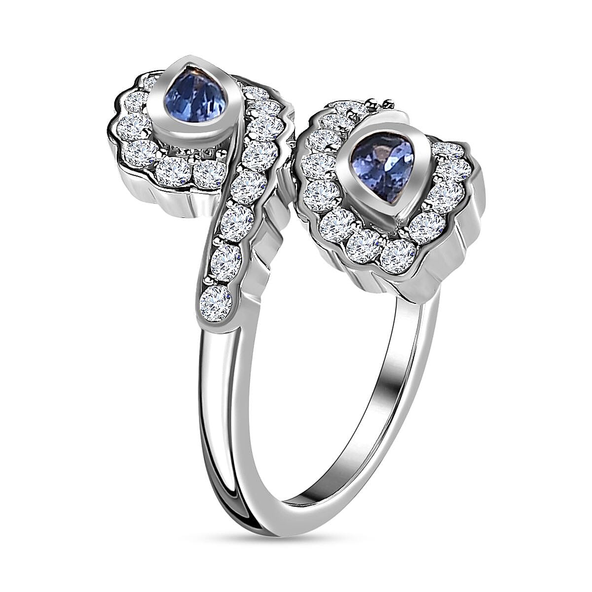 Tanzanite And Moissanite Bypass Ring in Platinum Overlay Sterling Silver 1.20 ct 0.866 Ct. 7617659 3