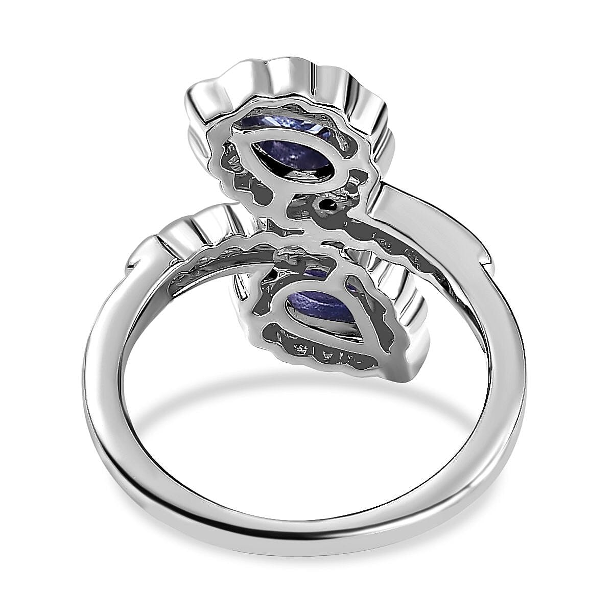 Tanzanite And Moissanite Bypass Ring in Platinum Overlay Sterling Silver 1.20 ct 0.866 Ct. 7617659 4
