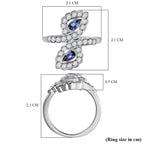 Tanzanite , Moissanite Fancy Ring in Platinum Overlay Sterling Silver 1.20 ct  0.866  Ct.