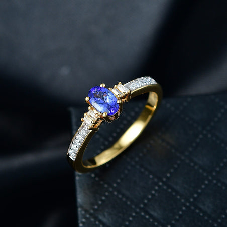 D'Joy Tanzanite, Moissanite Ring in Yellow Gold Plated Sterling Silver 8363393 2