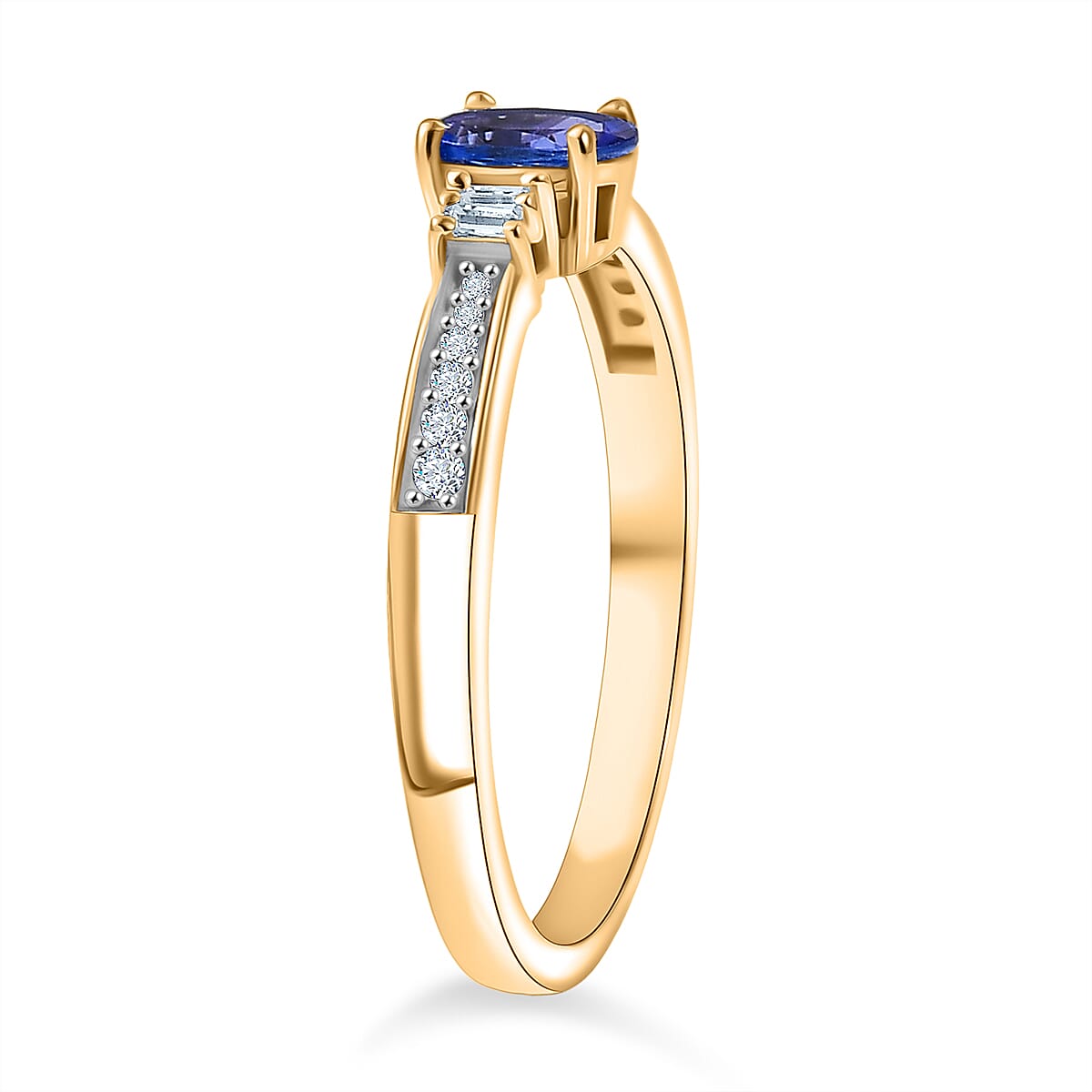 D'Joy Tanzanite, Moissanite Ring in Yellow Gold Plated Sterling Silver 8363393 4