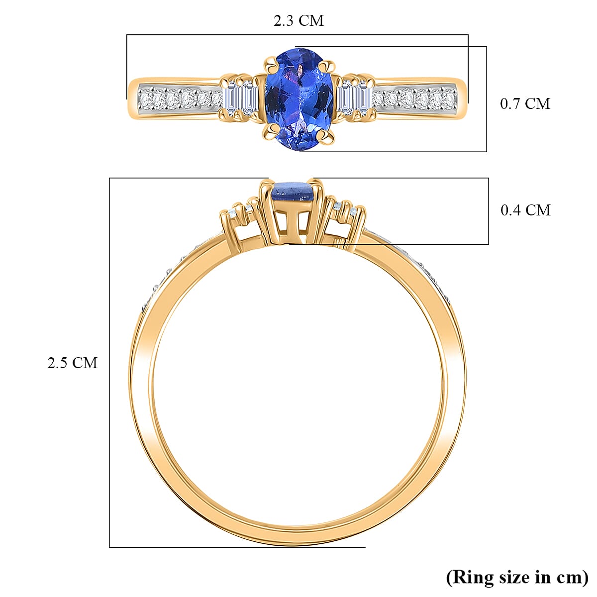 D'Joy Tanzanite, Moissanite Ring in Yellow Gold Plated Sterling Silver 8363393 6