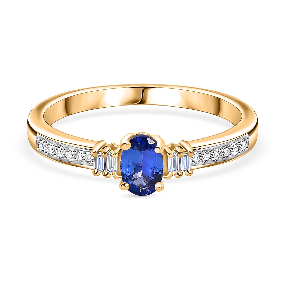 D'Joy Tanzanite, Moissanite Ring in Yellow Gold Plated Sterling Silver 8363394 0
