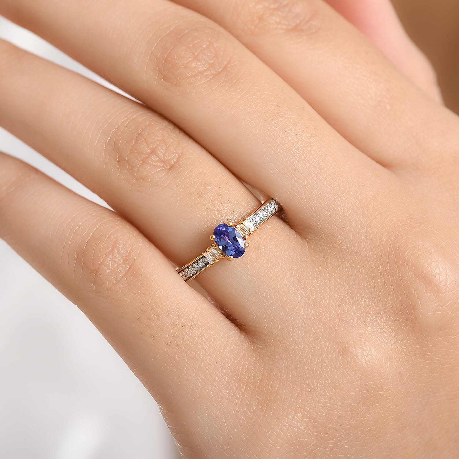 D'Joy Tanzanite, Moissanite Ring in Yellow Gold Plated Sterling Silver V32524315 3