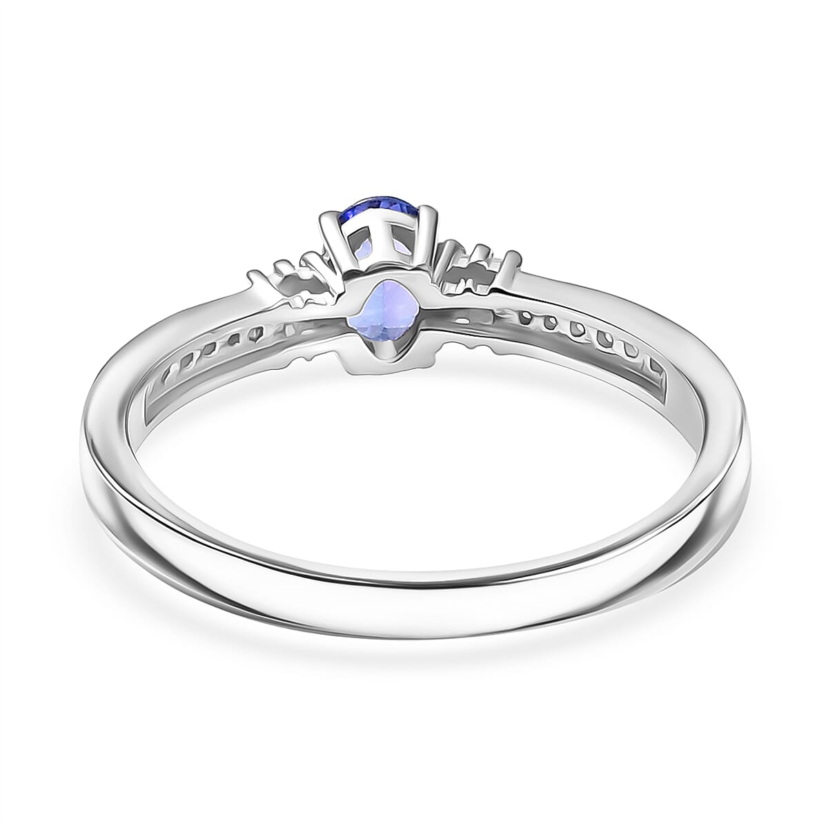 D'Joy Tanzanite, Moissanite Ring in Platinum Overlay Sterling Silver V32528287 5