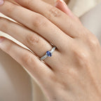 D'Joy - Tanzanite & Moissanite 3 Stone Ring in Platinum Overlay Sterling Silver 0.65 Ct.