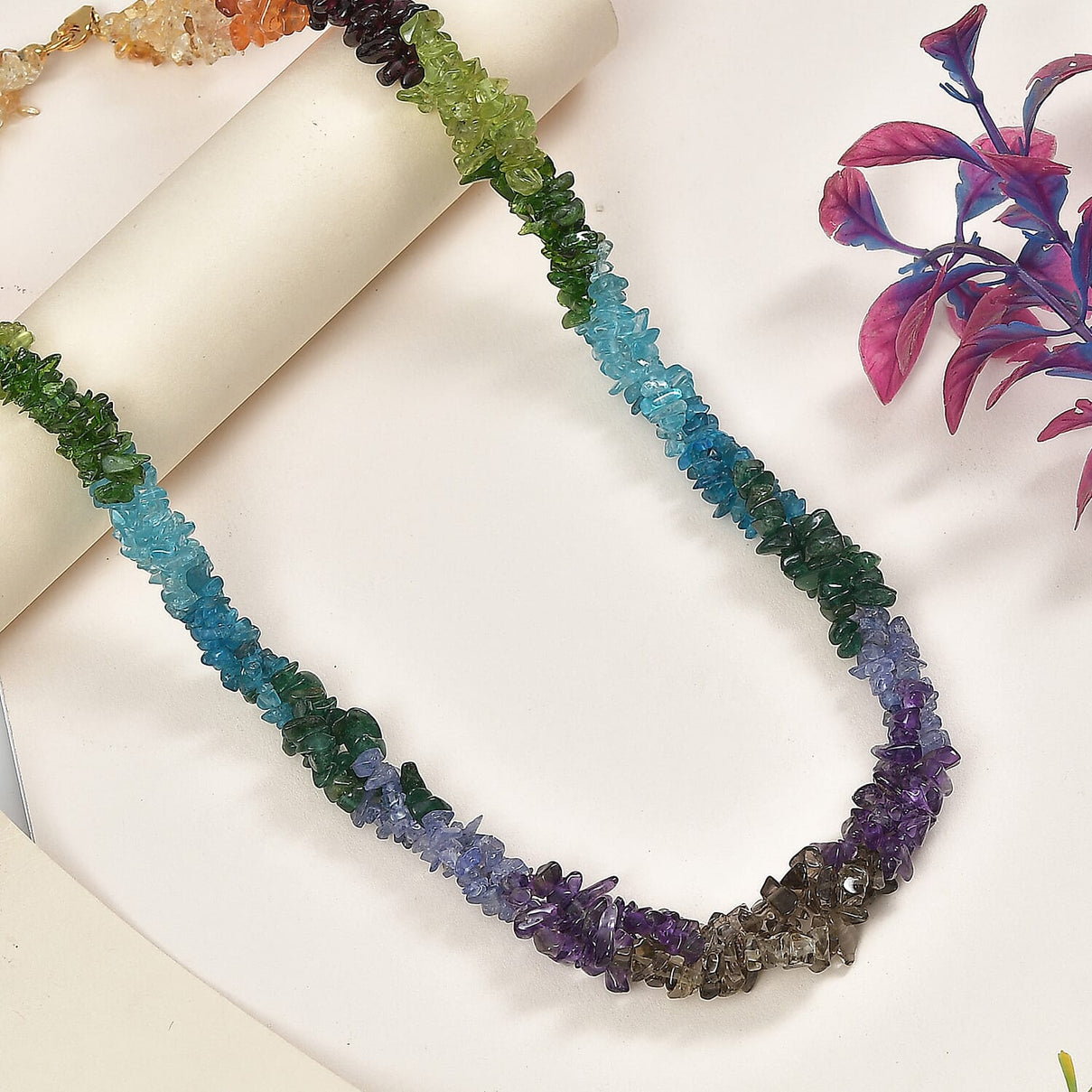 Tanzanite, Multi Gemstones Necklace in Rhodium and 18K Vermeil Yellow Gold Plated Sterling Silver (Size 20) 350.0 Ct 7965077 2