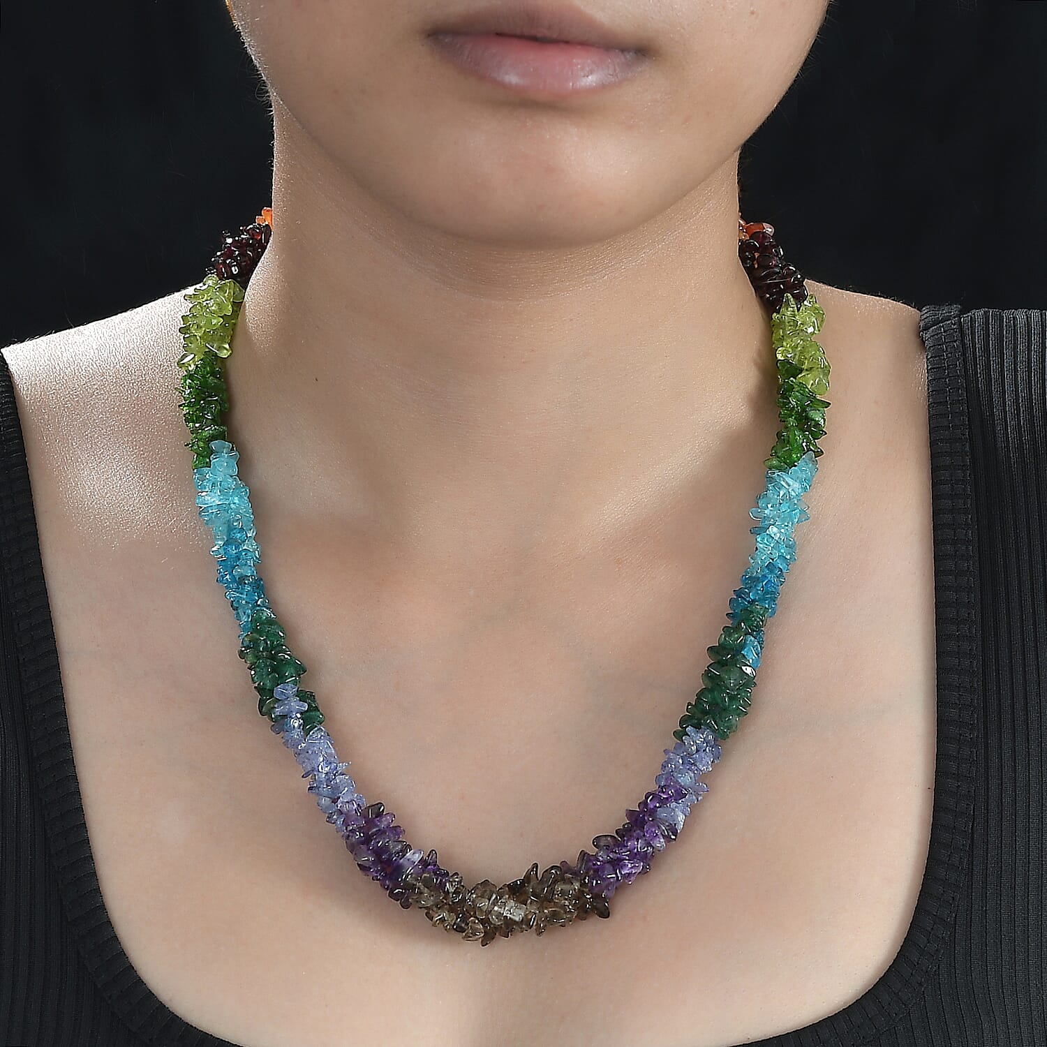 Tanzanite, Multi Gemstones Necklace in Rhodium and 18K Vermeil Yellow Gold Plated Sterling Silver (Size 20) 350.0 Ct 7965077 3