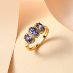 EXCLUSIVE COMMISSION - AAA Tanzanite & Natural Yellow Diamond Ring in 18K YG Vermeil Sterling Silver 1.64 ct