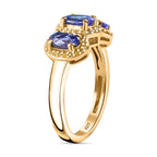 EXCLUSIVE COMMISSION - AAA Tanzanite & Natural Yellow Diamond Ring in 18K YG Vermeil Sterling Silver 1.64 ct