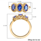 EXCLUSIVE COMMISSION - AAA Tanzanite & Natural Yellow Diamond Ring in 18K YG Vermeil Sterling Silver 1.64 ct