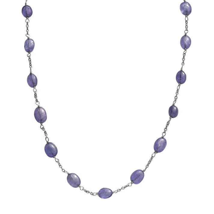 42 Ct. Premium Tanzanite Necklace in Rhodium Overlay Sterling Silver 24 Inch 8060099 1