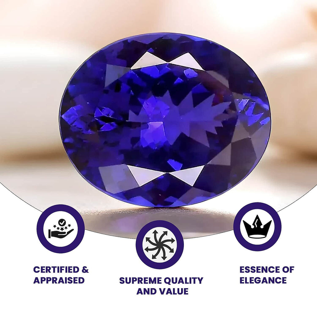 Certified and Appraised AAAA Tanzanite Loose Gemstone (Oval Shape) 23.13 ct.