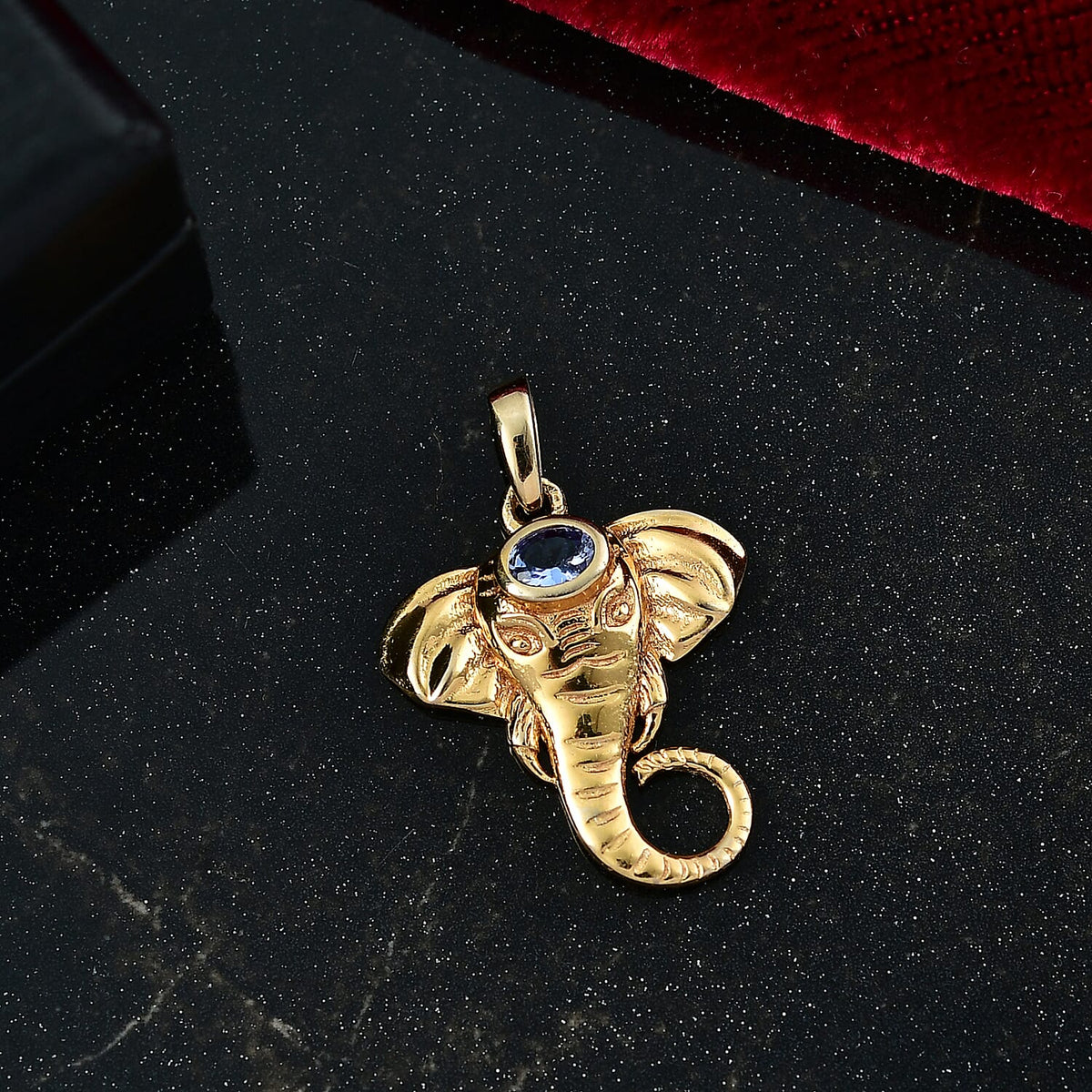 Tanzanite Elephant Pendant with Chain (Size 20) in Yellow Gold Plating Overlay Sterling Silver 4411313 3