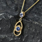 D'Joy - Tanzanite Teardrop Pendant with Chain (Size 20) in Yellow Gold Plated Sterling Silver