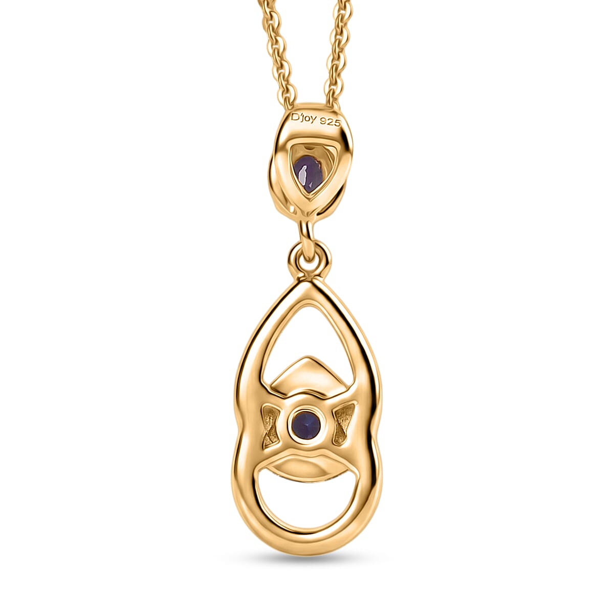 D'Joy - Tanzanite Teardrop Pendant with Chain (Size 20) in Yellow Gold Plated Sterling Silver V32564842 5