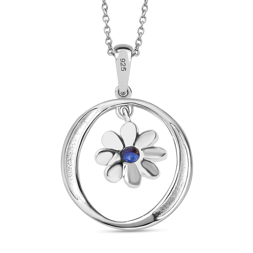 Tanzanite Pendant with Chain (Size 20) in rhodium Sterling Silver  Wt. 6.86 Gms  0.290  Ct.