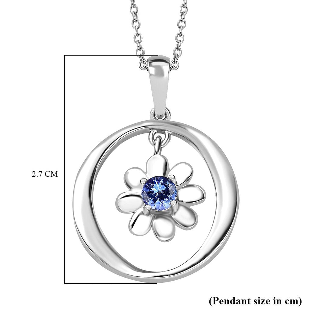 Tanzanite Pendant with Chain (Size 20) in rhodium Sterling Silver  Wt. 6.86 Gms  0.290  Ct.