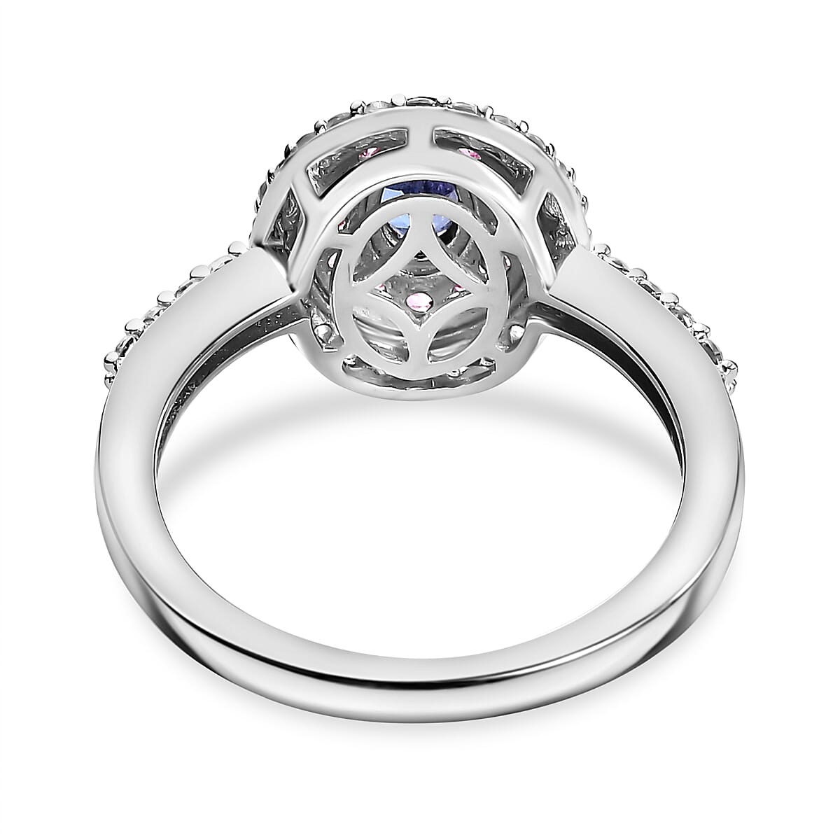 Tanzanite Pink Sapphire and Zircon Halo Ring in 18K Vermeil Rose Gold Overlay Sterling Silver 7993056 5