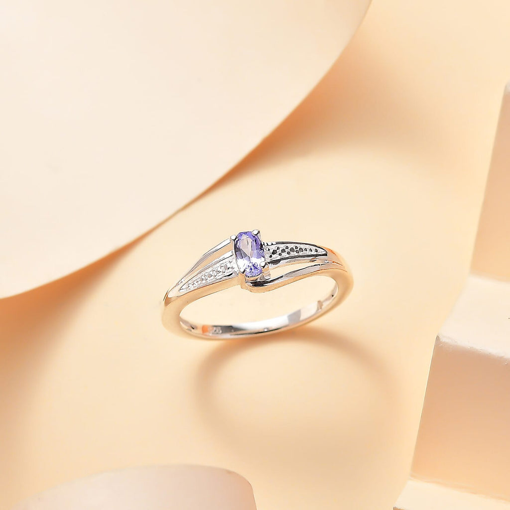 Tanzanite Solitaire  Ring in Sterling Silver