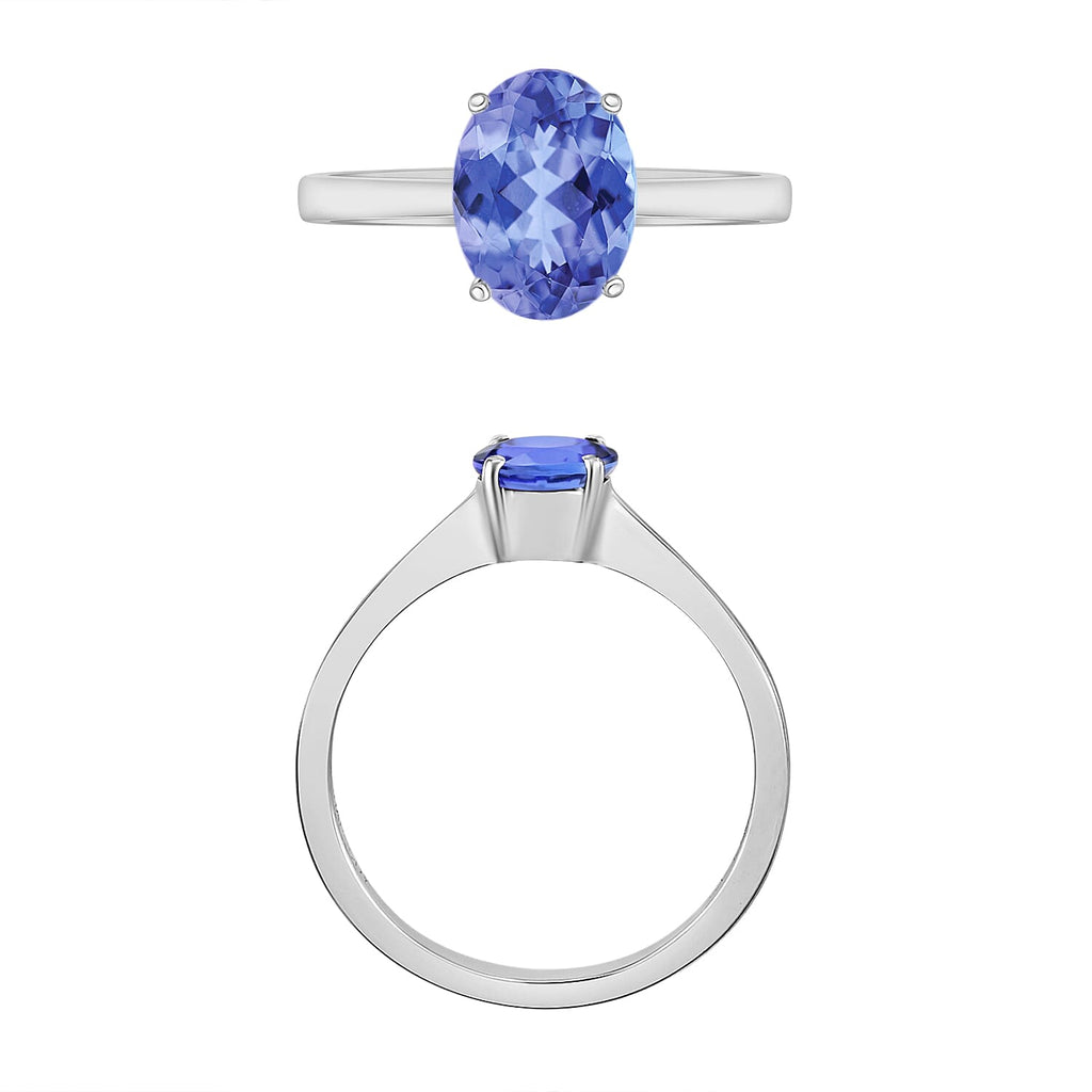 Tanzanite  Ring in Platinum Overlay Sterling Silver 1.35 ct  1.350  Ct.