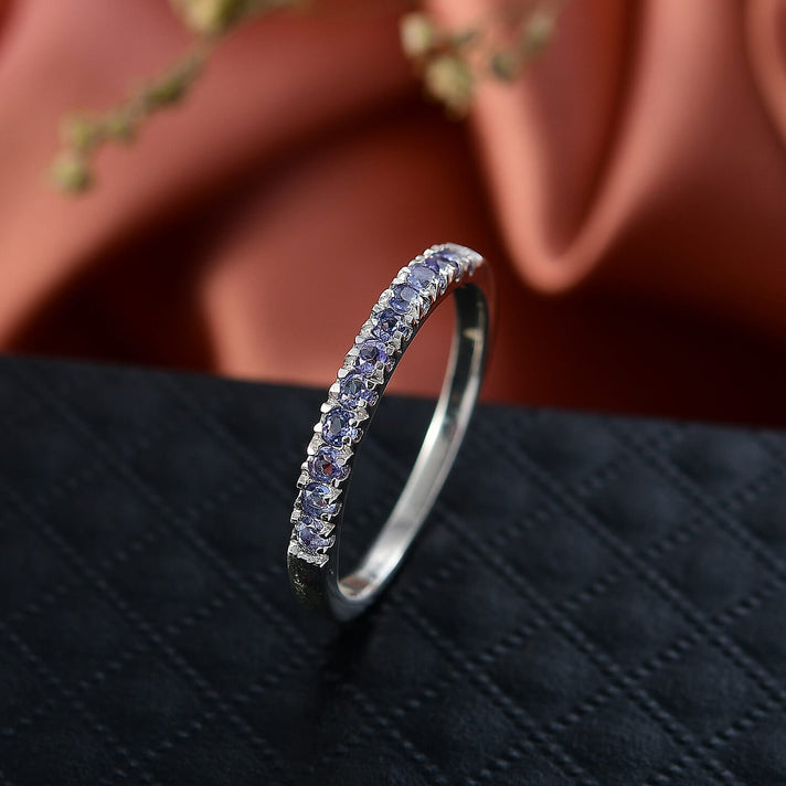 D'Joy Tanzanite Ring in Platinum Overlay Sterling Silver 0.43 Ct. 8330652 2