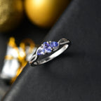 Tanzanite Ring in Rhodium Overlay Sterling Silver 0.57 Ct.
