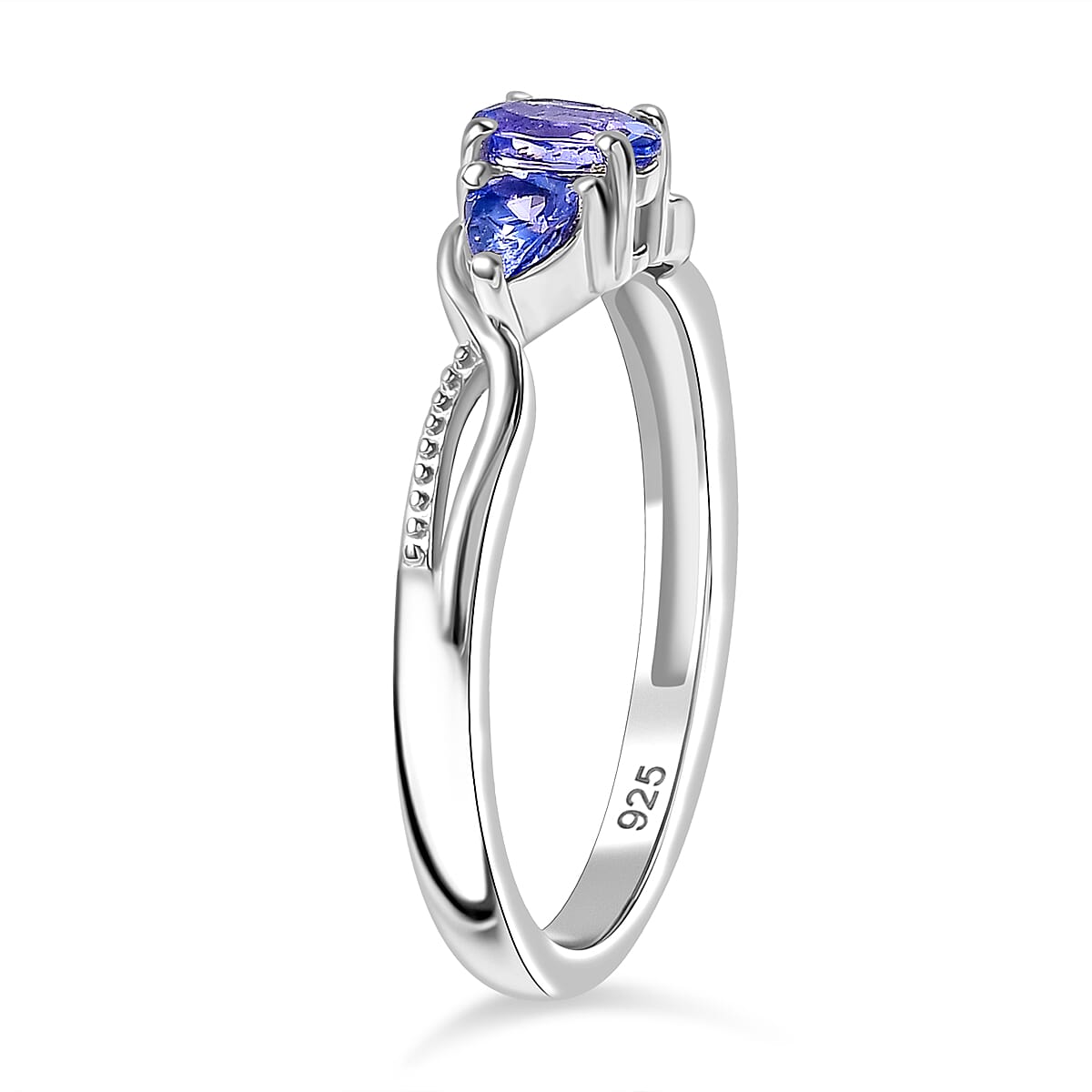 Tanzanite 3-Stone Ring in Rhodium Overlay Sterling Silver 0.57 Cts. 8022867 4