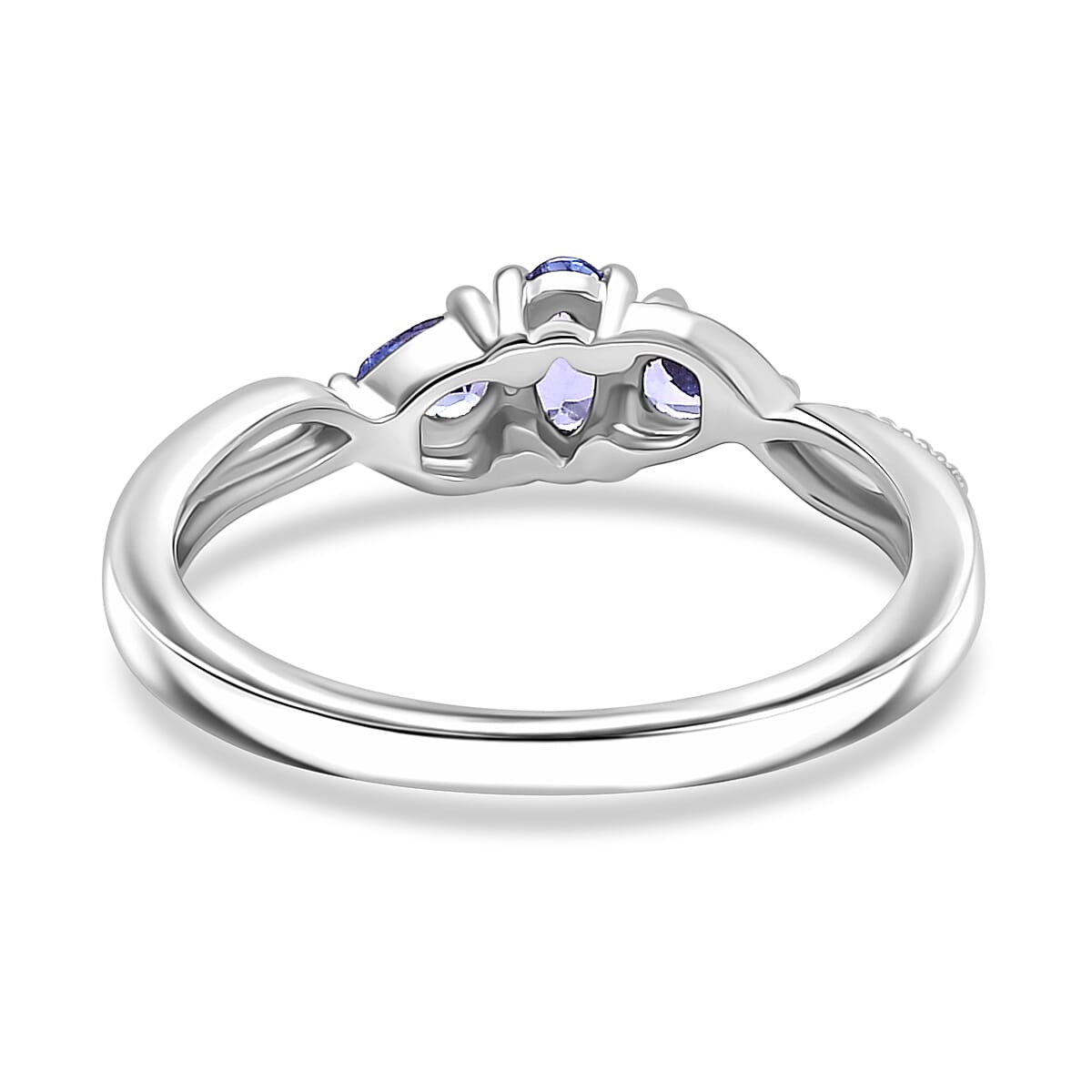 Tanzanite 3-Stone Ring in Rhodium Overlay Sterling Silver 0.57 Cts. 8022867 5