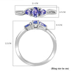 Tanzanite Ring in Rhodium Overlay Sterling Silver 0.57 Ct.