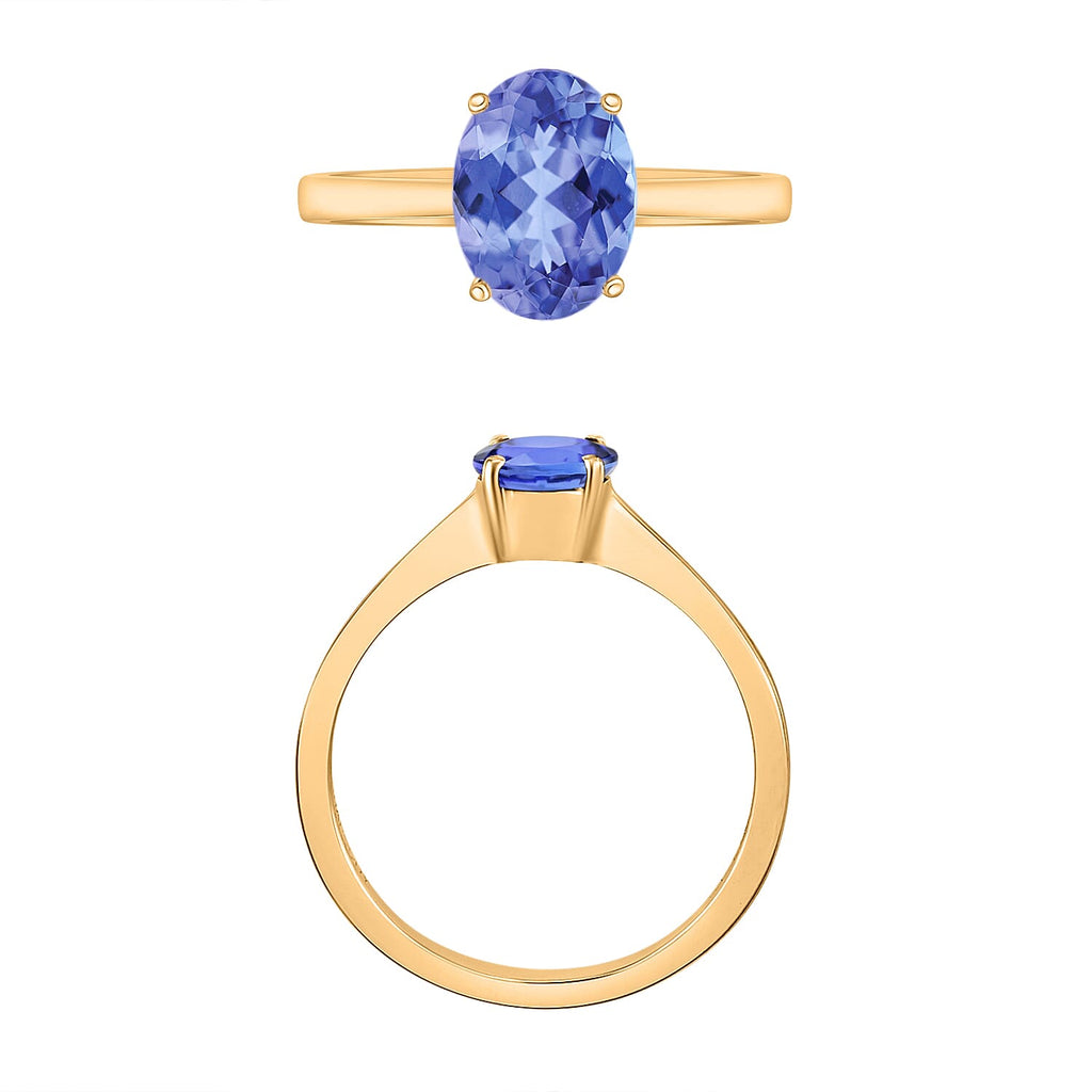 Tanzanite  Ring in Vermeil YG Sterling Silver 1.35 ct  1.350  Ct.