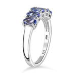 Premium Tanzanite 5 Stone Ring in Rhodium Overlay Sterling Silver 1.25 ct